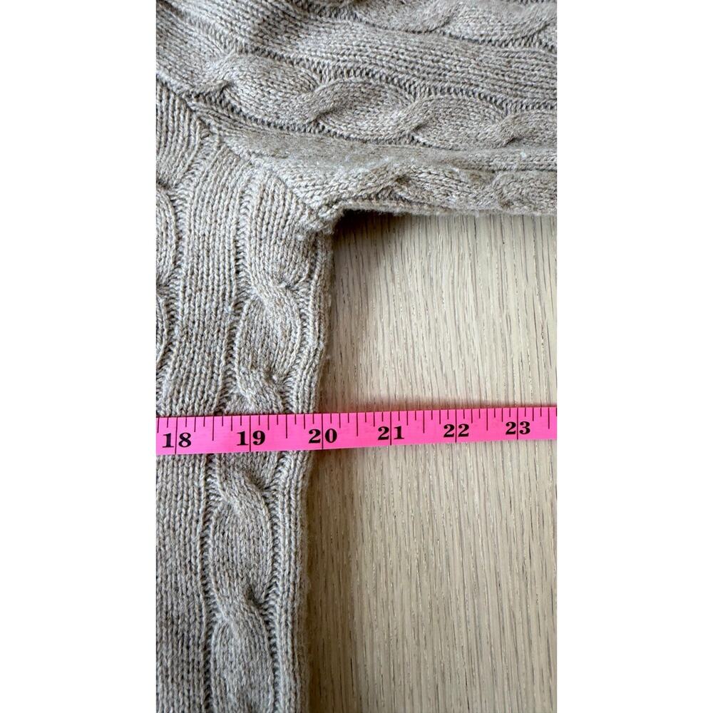 Polo Ralph Lauren Merino Wool Cashmere Cable Knit Brown Tan Sweater Women's L - Picture 6 of 7